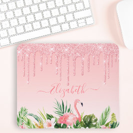 Tropenfarbener Glitzer mit Blütenrosa Mousepad