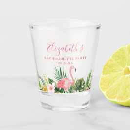 Tropenfarbener Junggeselinnen-Abschied mit Blütenr Schnapsglas