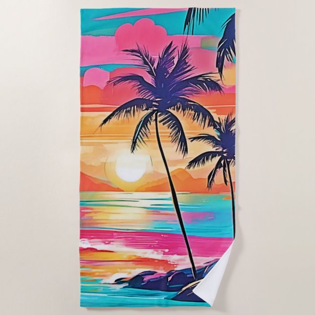 Tropenfarbenglanz - Sonnenuntergang Strandtuch (Vorderseite)