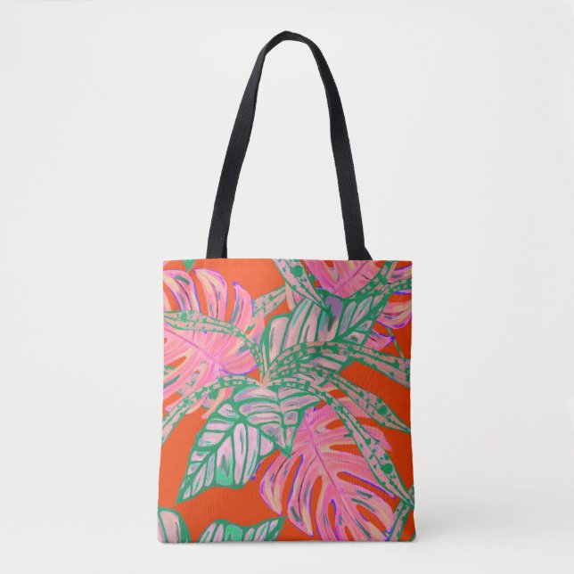 Tropenfeuer-Tasche aus Palmblättern und Coleus Tasche (Vorderseite)