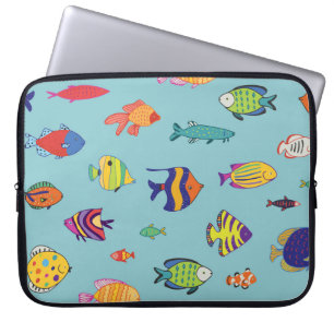 Tropenfische, Vintage Linienmuster Laptopschutzhülle