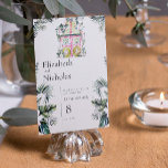 Tropenflora Marokkos | Hochzeitsfeier Tischnummer<br><div class="desc">Marokko inspirierte Hochzeiten sind kühn, cool und boho chic. Dusty rosa, aquamarin blau, korallenblau, gelb und üppig grün kommen in wunderschöner Harmonie zu Set ein unberührtes Aussehen für jede Hochzeit. Die Verwendung dieser Farbkombination sorgt für einen weichen und femininen Stil, der zeitlos und romantisch zugleich ist. Diese Palette ist ideal...</div>