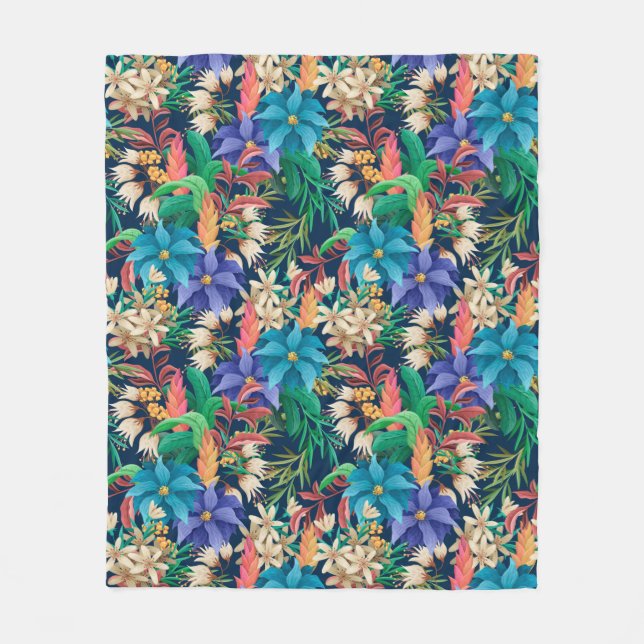 Tropenfloral Fleecedecke (Vorderseite)
