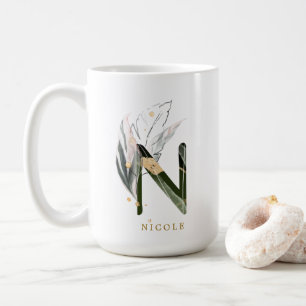 Tropenfolienmonogramm-Buchstaben "N" Personalisier Kaffeetasse