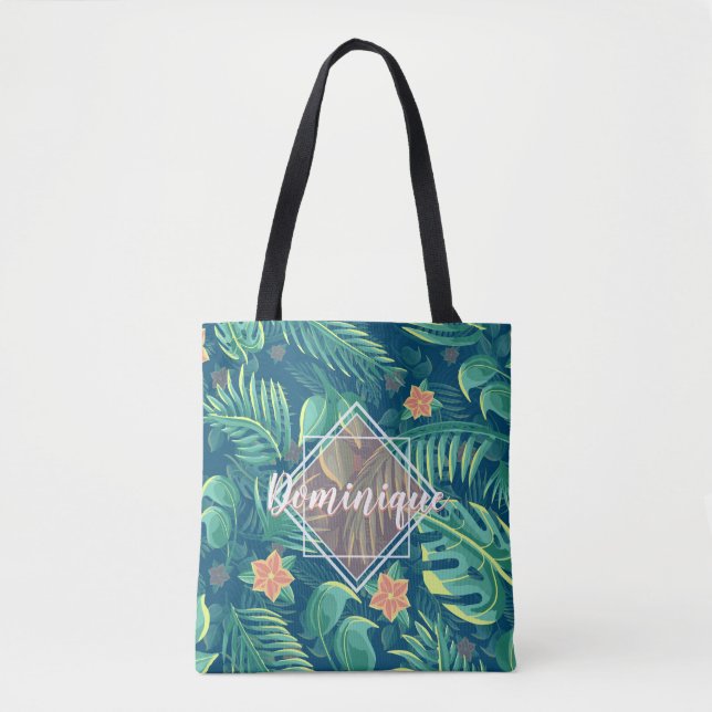 Tropenfolienmuster Personalisierter Totbeutel Tasche (Vorderseite)