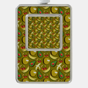 Tropenfrucht nahtlos gelb Rahmen-Ornament silber