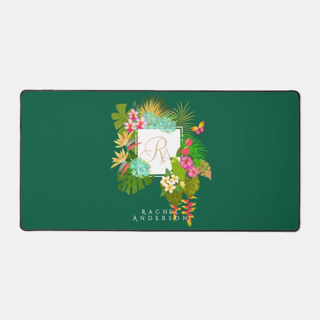 Tropengarten Monogram Green Schreibtischunterlage (Vorderseite)