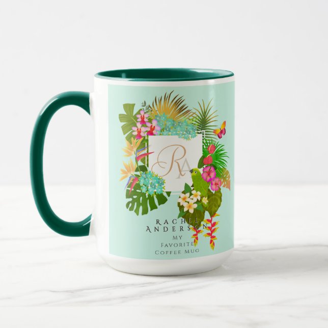 Tropengarten Monogram Green Tasse (Links)