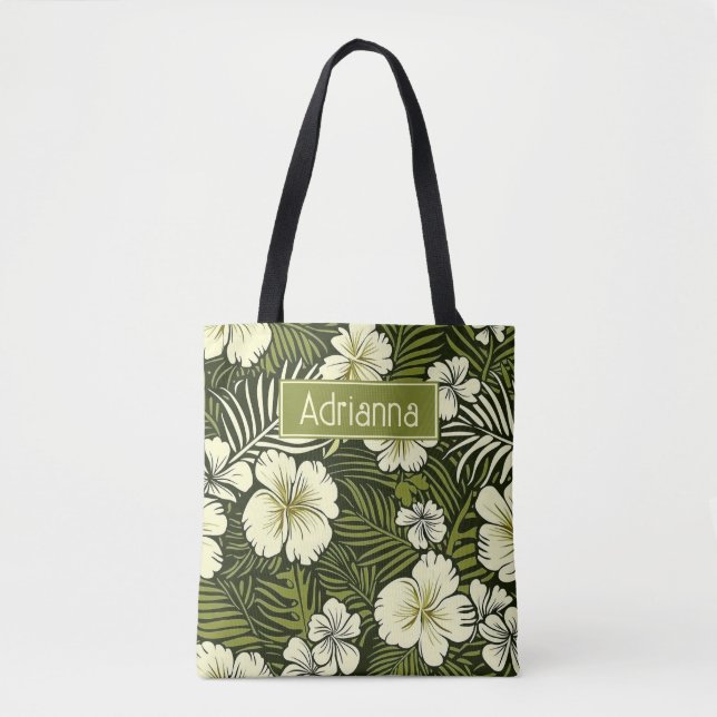 Tropengelb und grüne Blumen Tasche (Vorderseite)