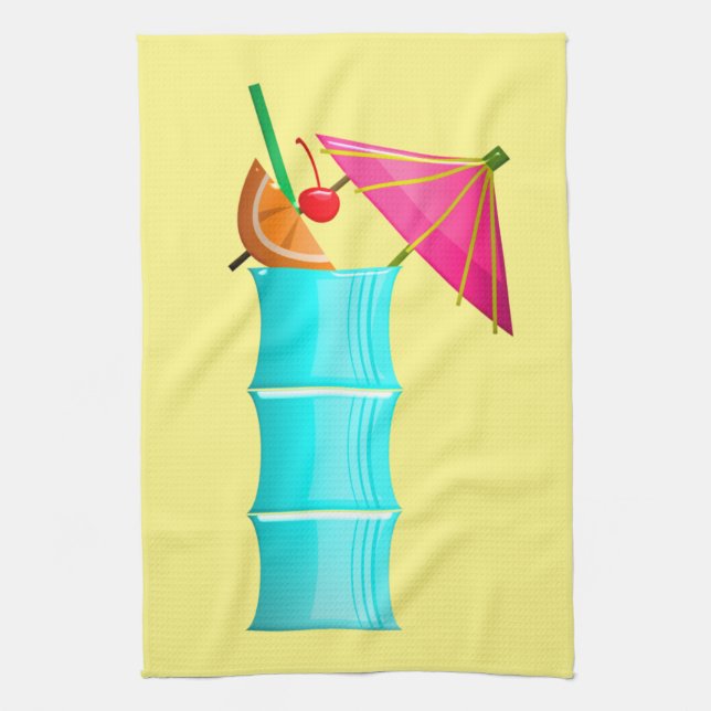 Tropengetränk Hawaiianischer Cocktail gelb, blau p Geschirrtuch (Vertikal)
