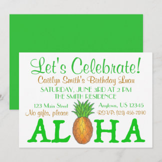 Tropeninsel Luau Ananas Hawaii Aloha Party Einladung