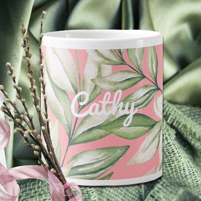 Tropeninsel Rosa, Rose, grüne Blüte Jumbo-Tasse (Von Creator hochgeladen)