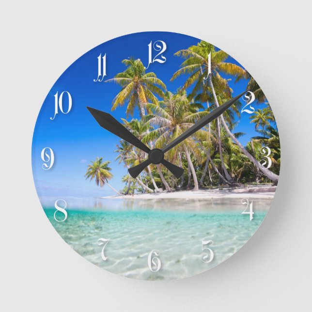Tropeninsel Runde Wanduhr (Vorderseite)