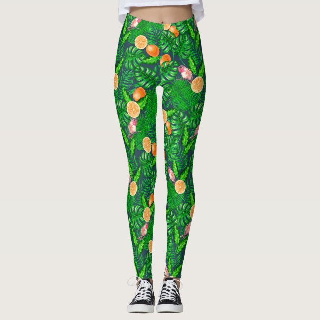 Tropenmuster, Kolibris Leggings (Vorderseite)