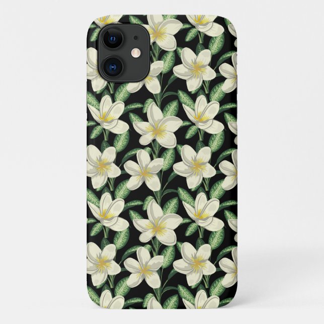 Tropennahtlose, weiße Blume, grünes Blatt Case-Mate iPhone Hülle (Rückseite)