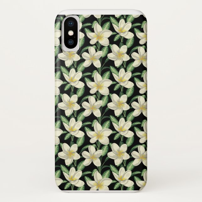 Tropennahtlose, weiße Blume, grünes Blatt Case-Mate iPhone Hülle (Rückseite)