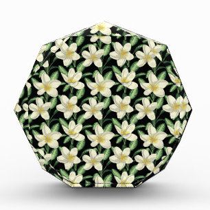 Tropennahtlose, weiße Blume, grünes Blatt Fotoblock