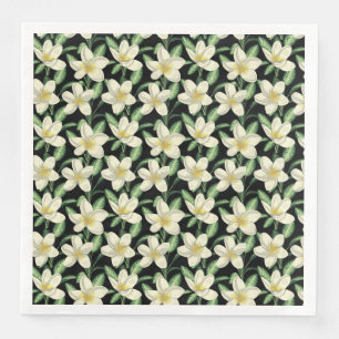 Tropennahtlose, weiße Blume, grünes Blatt Serviette