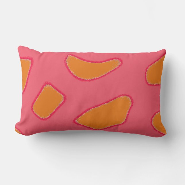 Tropenorange und rosa-rosa Fantasiemuster Lendenkissen (Vorderseite)
