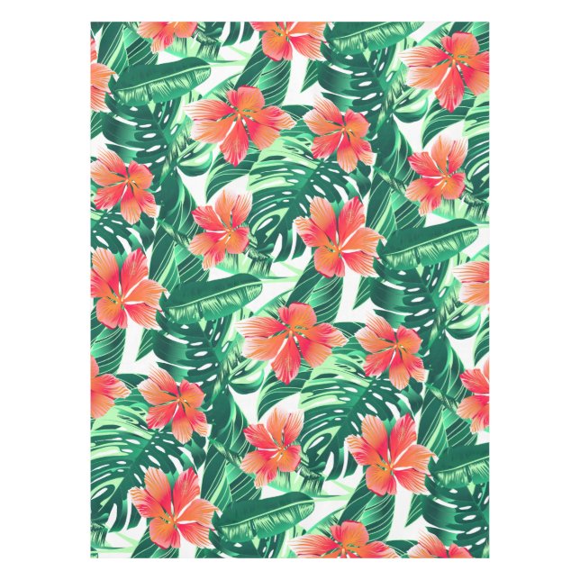Tropenorangefarbener Hibiskus Tischdecke (Vorderseite)