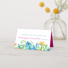 Tropenrosa Aquamariner, floraler Zickzack Empfang Platzkarte