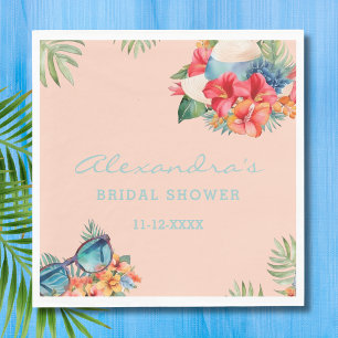 Tropenrosa Blume Beach Brautparty Serviette