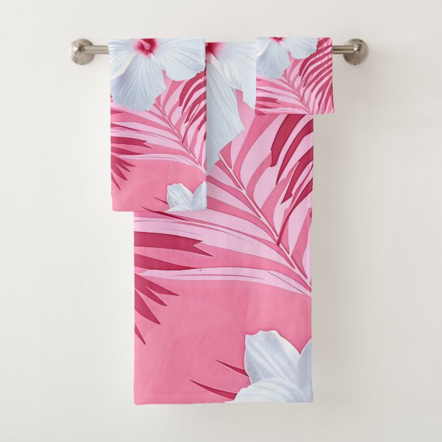 Tropenrosa Blume Hibiskus Badhandtuch Set (Insitu)