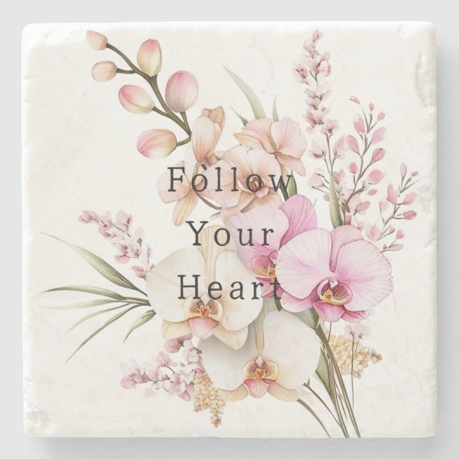 Tropenrosa Blume Steinuntersetzer (Vorderseite)