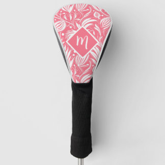 Tropenrosa Blumenmuster Diamond Monogram Golf Headcover