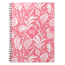 Tropenrosa Blumenmuster Diamond Monogram Notizblock