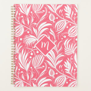 Tropenrosa Blumenmuster Diamond Monogram Planer