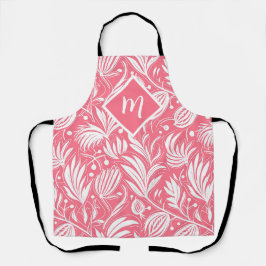 Tropenrosa Blumenmuster Diamond Monogram Schürze
