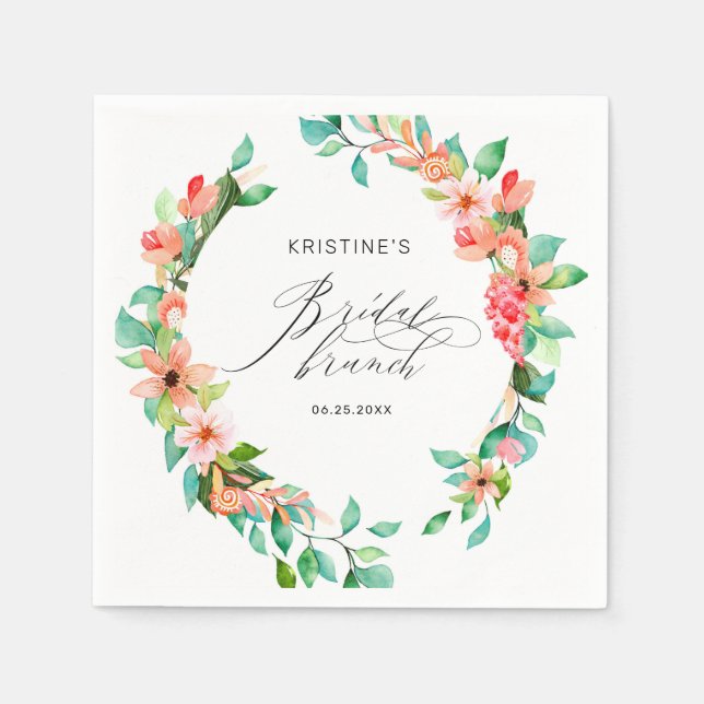 Tropenrosa Blumenwasser Bridal Brunch Serviette (Vorderseite)