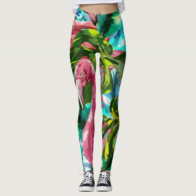 Tropenrosa Flamingo-Leggings Leggings (Vorderseite)