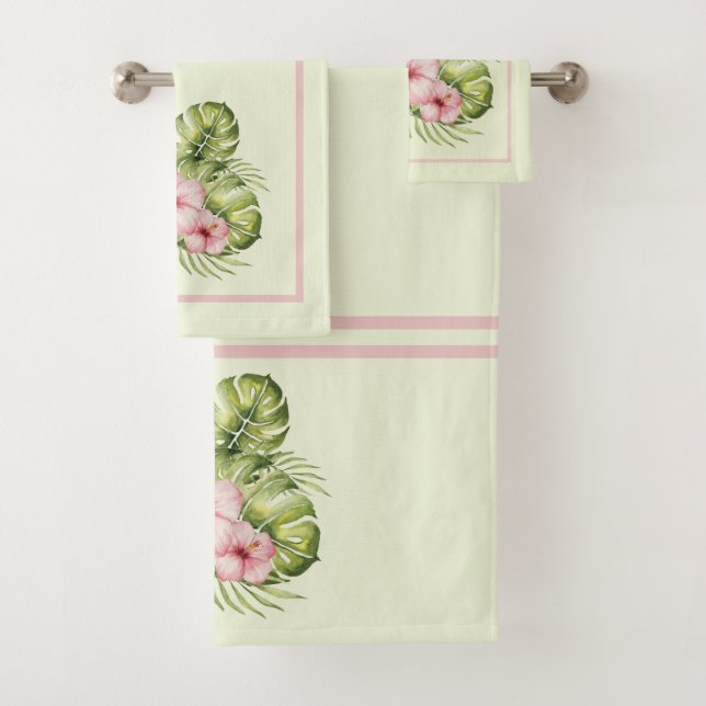 Tropenrosa-Hibiskus Badhandtuch Set (Insitu)