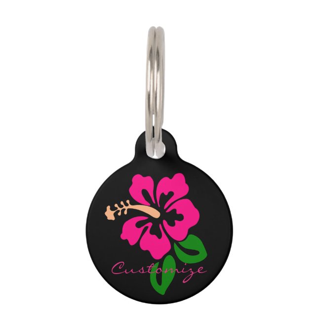 Tropenrosa Hibiskus Blume Thunder_Cove Haustiermarke (Vorderseite)