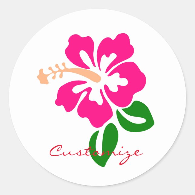 Tropenrosa Hibiskus Blume Thunder_Cove Runder Aufkleber (Vorderseite)