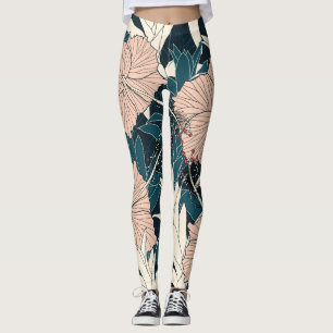 Tropenrosa Hibiskus, dunkler Hintergrund Leggings
