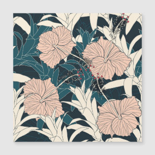 Tropenrosa Hibiskus, dunkler Hintergrund Magnetkarte