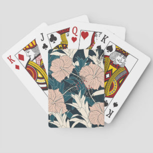 Tropenrosa Hibiskus, dunkler Hintergrund Spielkarten