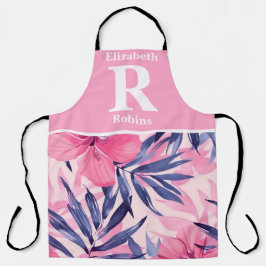 Tropenrosa Hibiskus personalisiert Schürze