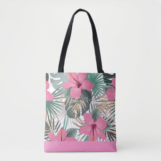 Tropenrosa Lush Hibiskus Tasche (Vorderseite)
