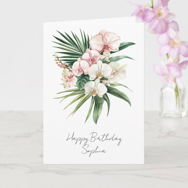Tropenrosa Orchid-Blume Karte (Orchidee)