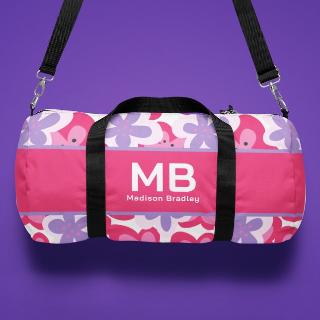 Tropenrosa Personalisierter Name der Monogramm Duffle Bag (Von Creator hochgeladen)