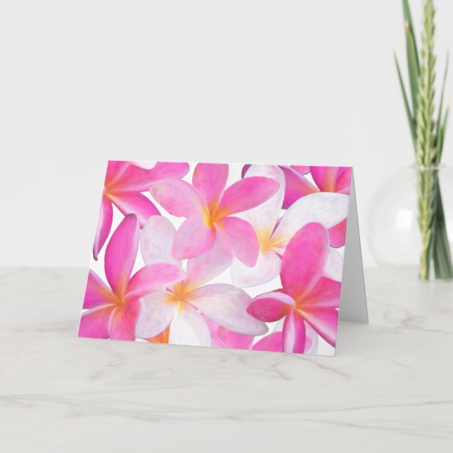 Tropenrosa Plumeria Blume Hawaii Blank Karte (Vorderseite)