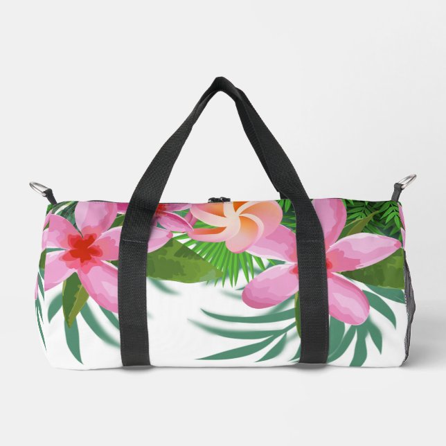 Tropenrosa Plumeria Duffle Bag (Vorderseite)