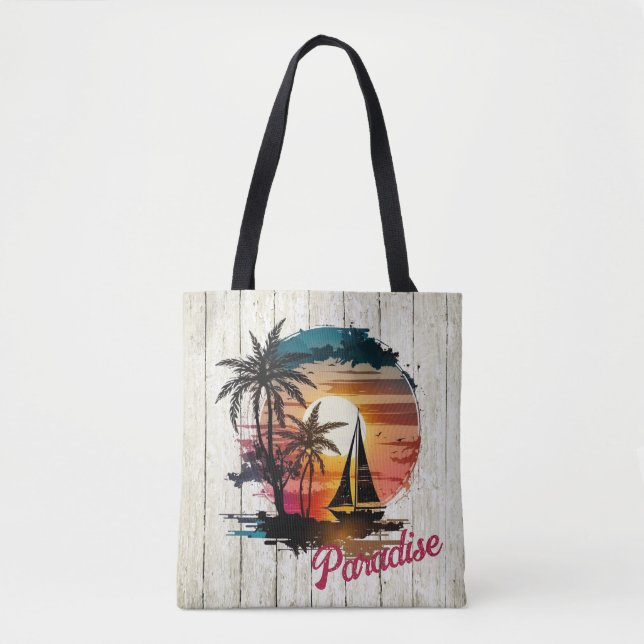Tropenrosa Segelpalmen Tasche (Vorderseite)