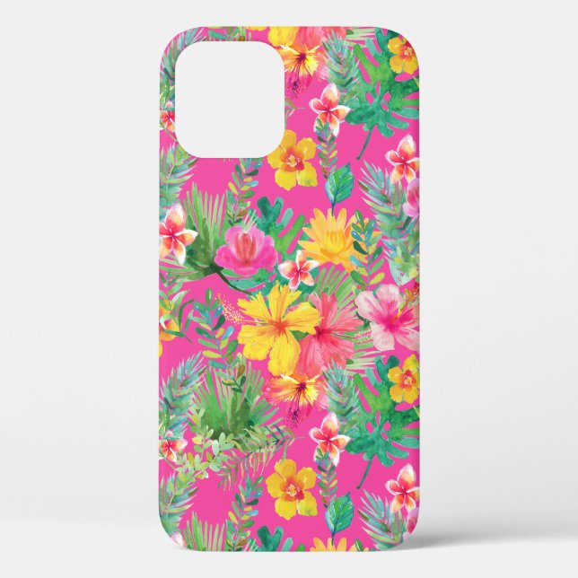 Tropenrosa und gelber Hibiskus Case-Mate iPhone Hülle (Rückseite)