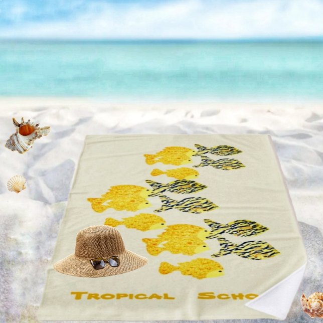 Tropenschule Strandtuch (It's okay to swim with these fishes, lying on this Tropical School Beach Towel!)