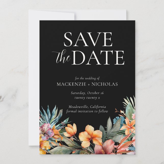 Tropenschwarz Save the Date Einladung (Vorderseite)